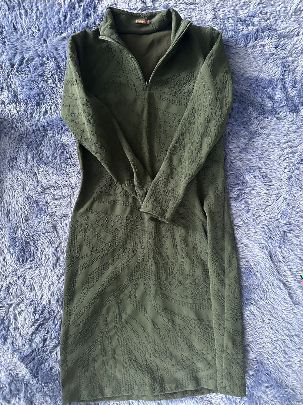 J McLaughlin Half-Zip Long Sleeve Olive Green Dress